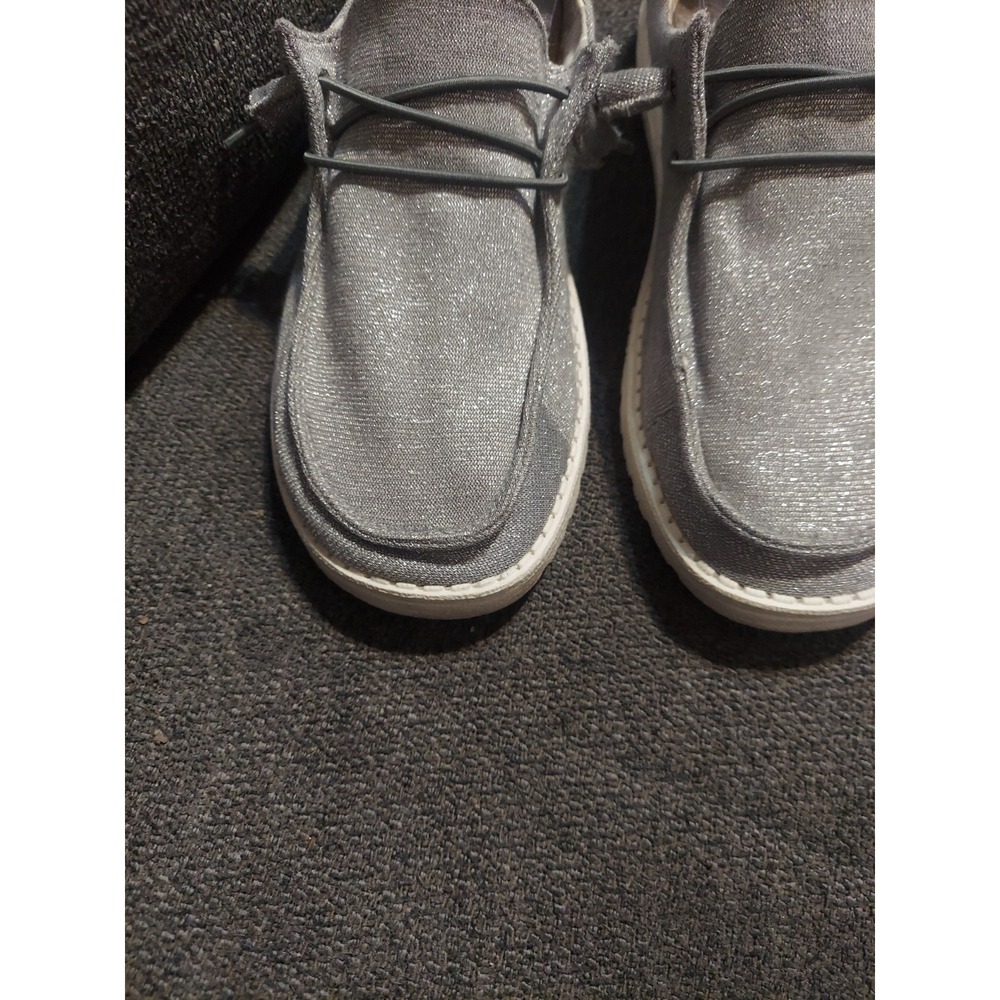 Hey Dude Wendy Metallic Silver Sparkle Shoes Rose Gold Size W9 Slip Ons Y2K - Picture 2 of 11